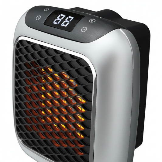 Ontel Handy Heater Turbo Wall Outlet Small Space Heater with Adjustable Thermostat, Programmable 12-Hour Timer, Auto Shut Off - Quiet, Space-Saving, Ceramic (Packaging May Vary) (Turbo Heat)
