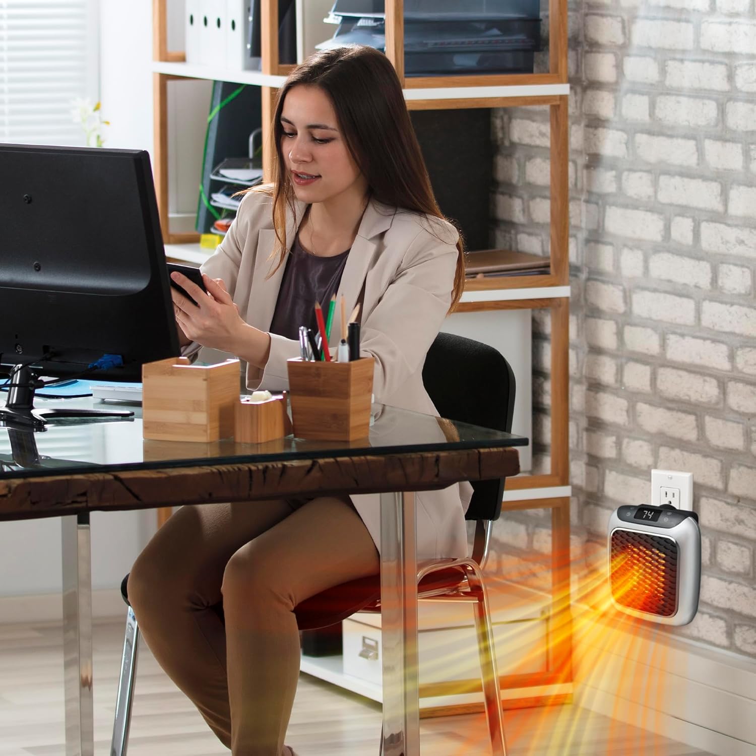 Ontel Handy Heater Turbo Wall Outlet Small Space Heater with Adjustable Thermostat, Programmable 12-Hour Timer, Auto Shut Off - Quiet, Space-Saving, Ceramic (Packaging May Vary) (Turbo Heat)